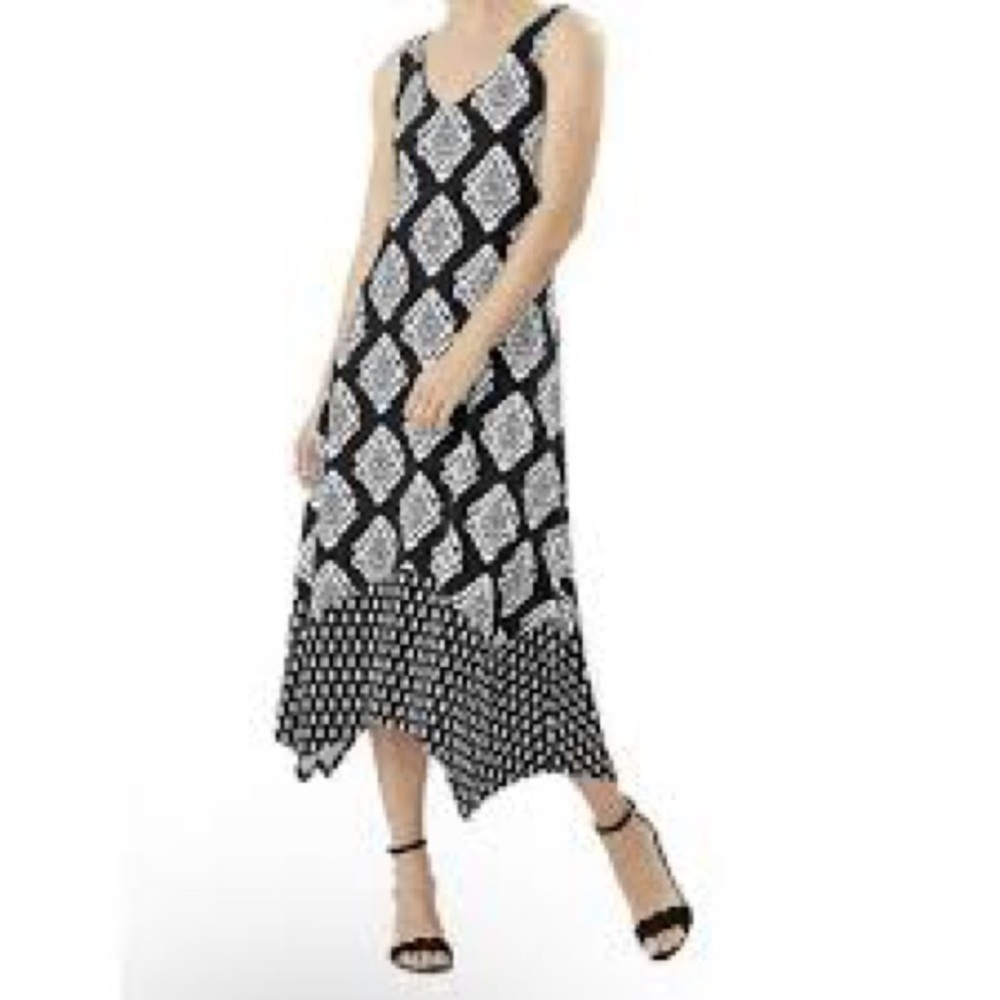 Tommy Bahama Women's Taj Tiles Maxi Dress, Black Sleeveless Asymmetrical size Lg - Picture 3 of 9